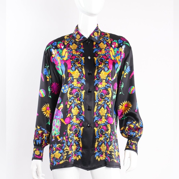 Escada Tops - ESCADA BAROQUE JOVIAL CLOWN PRINT SHIRT